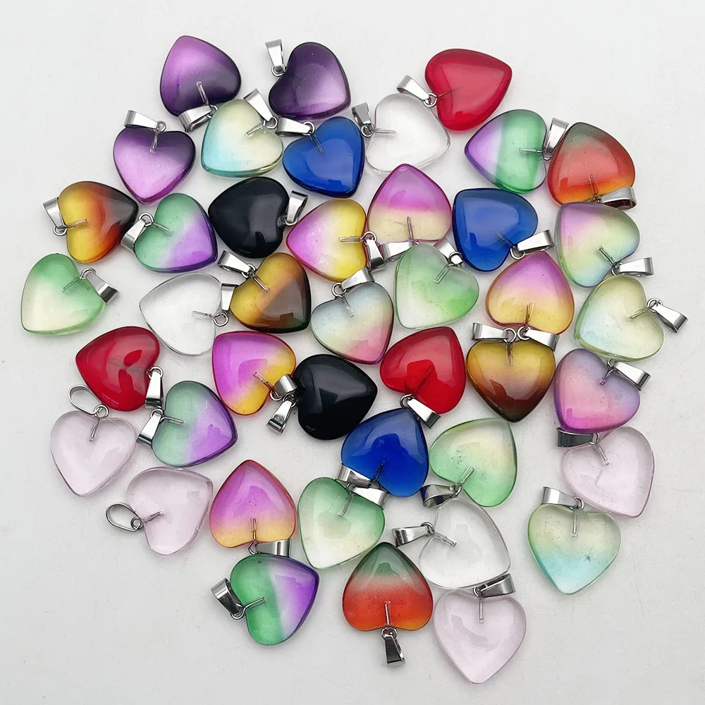 

Модное ожерелье с подвеской в форме сердца из стекла хорошего качества размером 20 мм, Шарм для изготовления ювелирных изделий, 50 шт., аксессу...