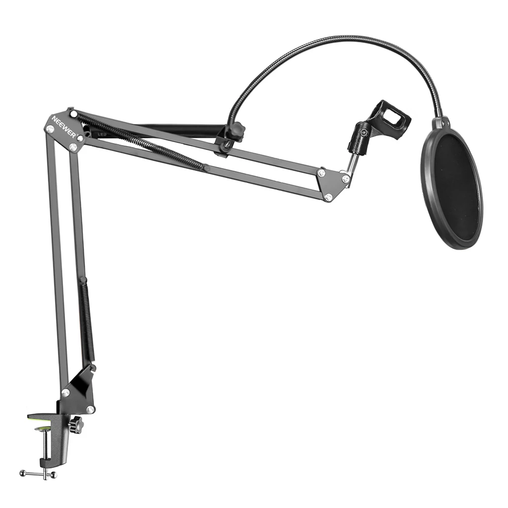 Neewer NB-35 Подвеска для микрофона, подставка, держатель с зажимом и настольный монтажный зажим, поп-фильтр, маска на ветровое стекло, защитный зажим, комплект