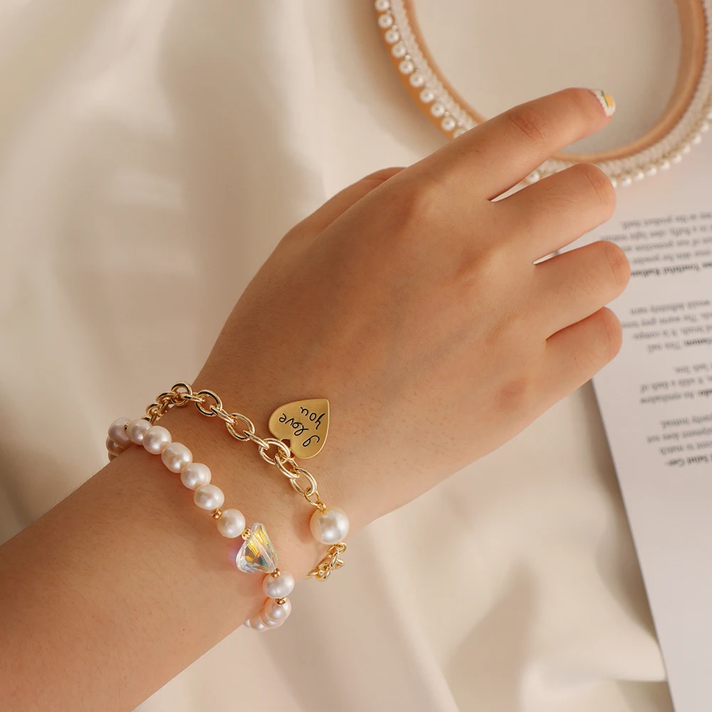 Женский барочный браслет с искусственным жемчугом летний Асимметричный