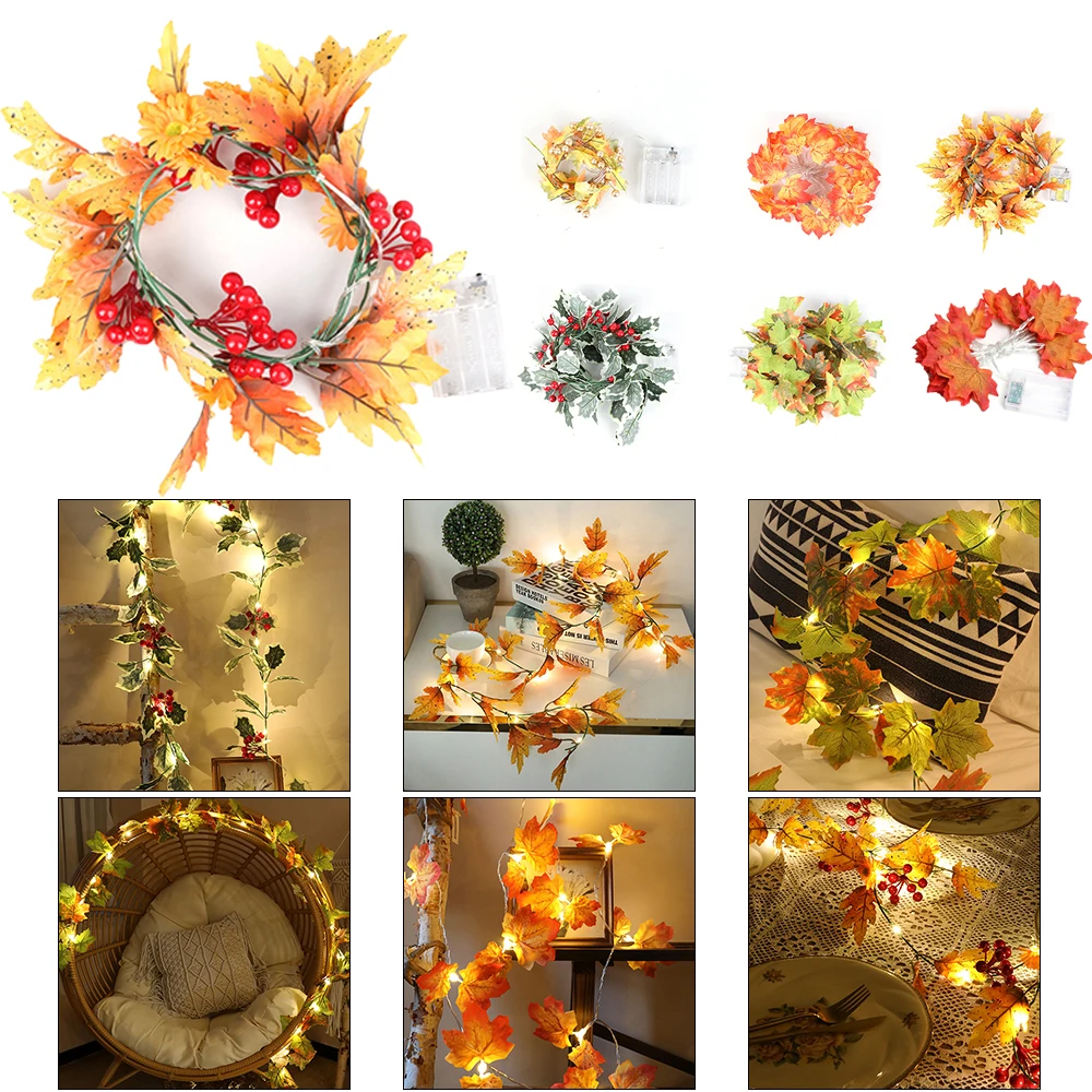 

2M 20LED Flower led Fairy String Lights Battery Powered Wedding Autumn Plants Garland Fence Stair Party Light Party Decoration Z