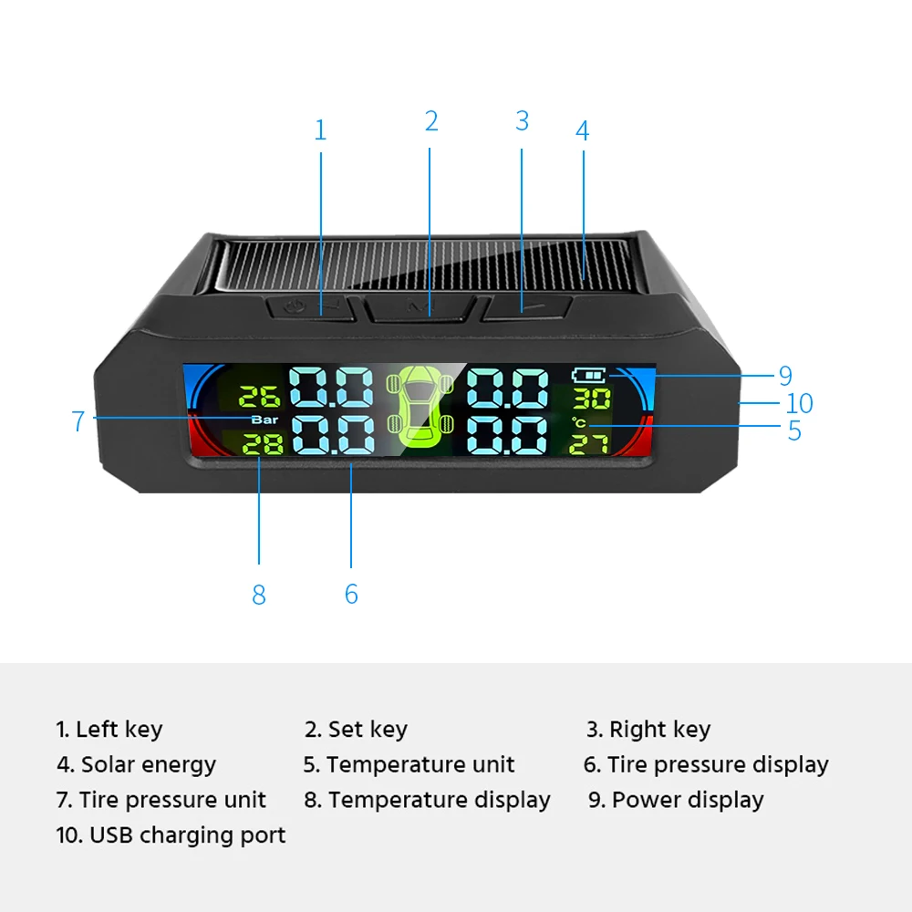 2021 новый цветной дисплей TPMS автоматический контроль яркости на солнечной