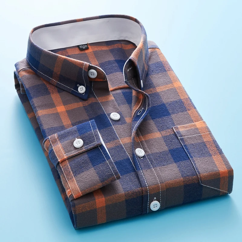 Shirt Men 2021 New Fashion Casual Four-color Plaid Slim High Quality Long Sleeved Men's Boutique | Мужская одежда