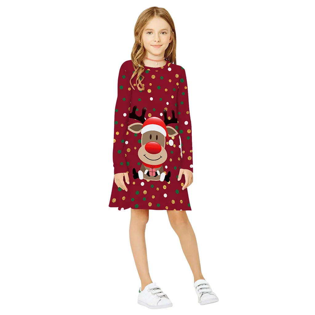Платье для девочек vestidos; Детские платья для девочек; vestido infantil; рождественское платье на Хэллоуин; vestid; Повседневное платье с длинными рукавами и рисунком; Z4