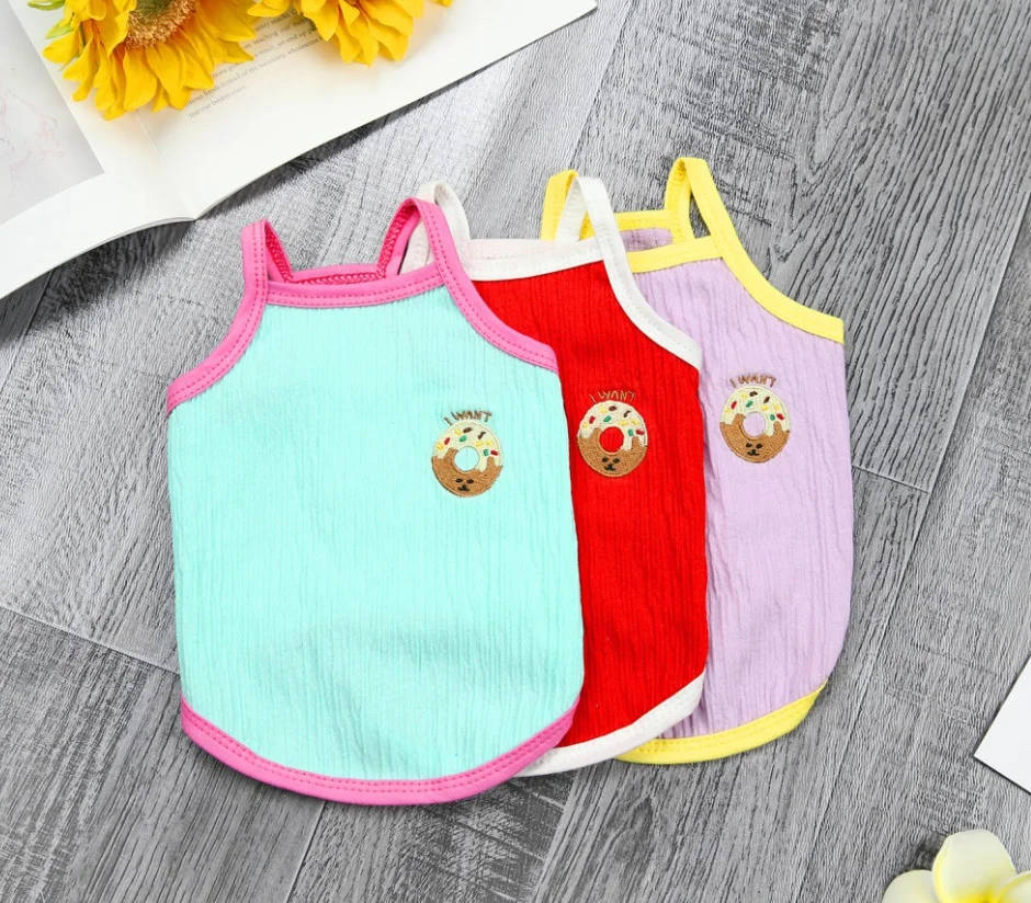 

Pet clothing dog clothing spring and summer pet small dog clothing Teddy clothing doughnut sling Chihuahua
