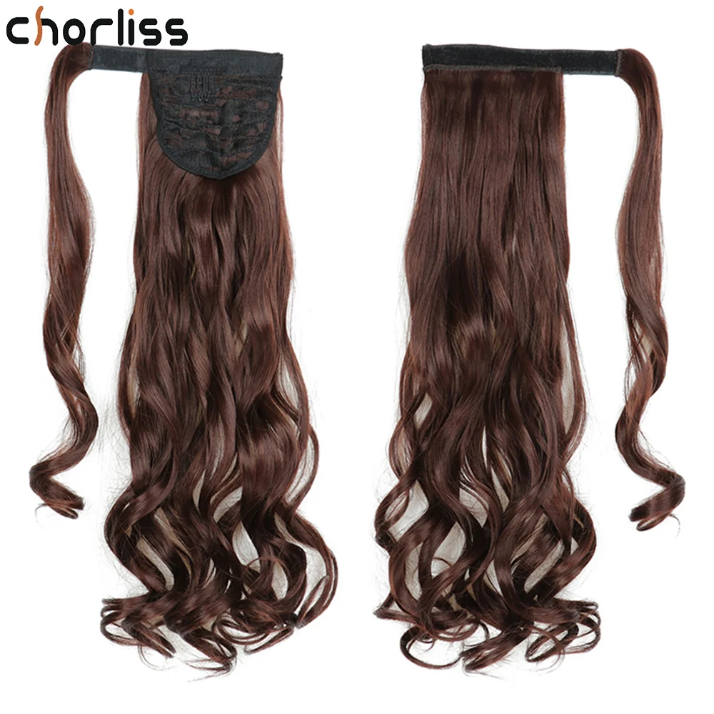 

Синтетические накладные волосы на шнурке, длинные волнистые синтетические волосы для удлинения хвоста, высокая температура