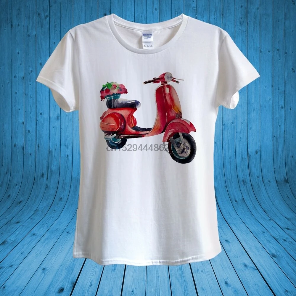 Красный скутер мопед искусственная кожа 100% хлопок унисекс для женщин | Мужская