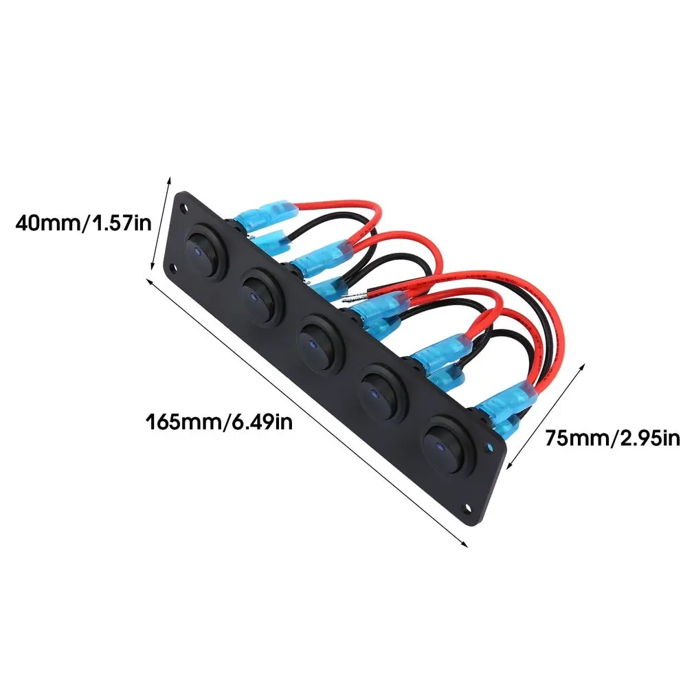 

5 Gang 12V Switch for Car Marine Boat Circuit Breakers Overload Protected LED Light Switch Panel Circuit