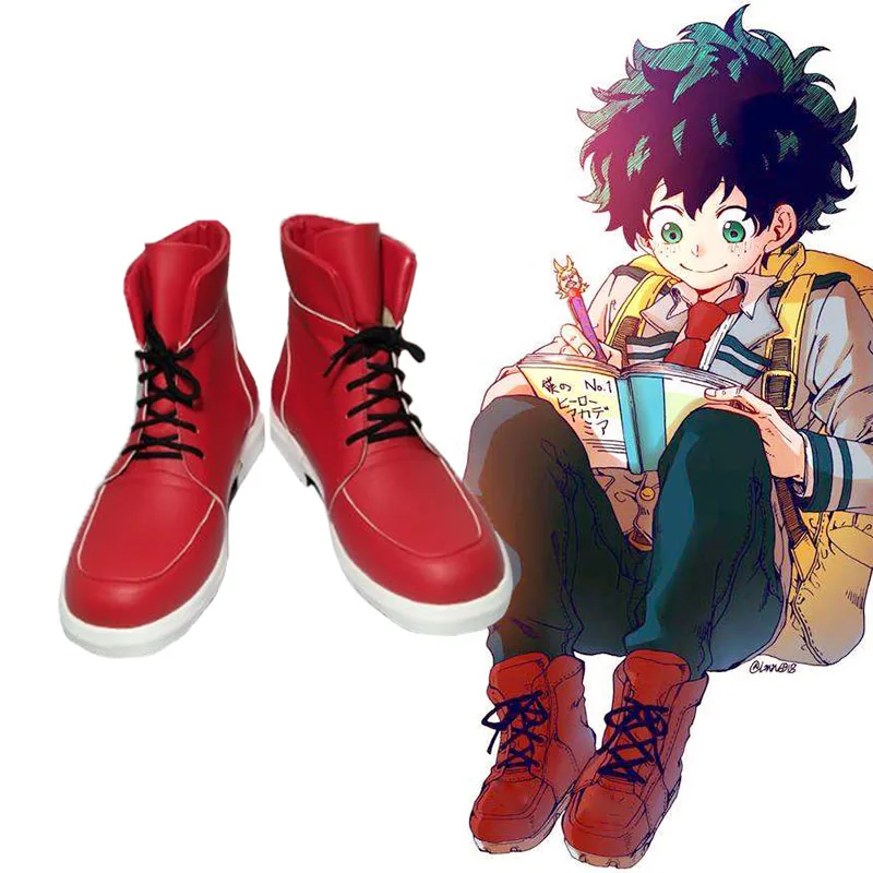 

Hot Boku No Hero Academia Shoes Izuku Midoriya Cosplay Shoes My Hero Academia Red Boots fashion leisure cartoon PU leather shoes