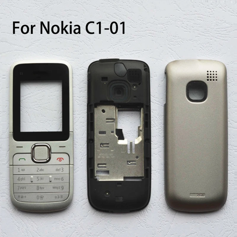 Новая задняя крышка для Nokia C1-01 + средняя рамка передняя клавиатура с логотипом |
