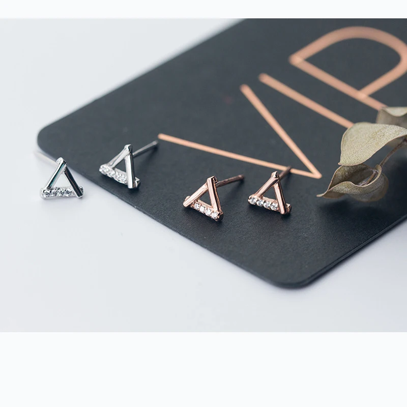 Trustdavis модные милые миниатюрные треугольные серьги гвоздики из стерлингового
