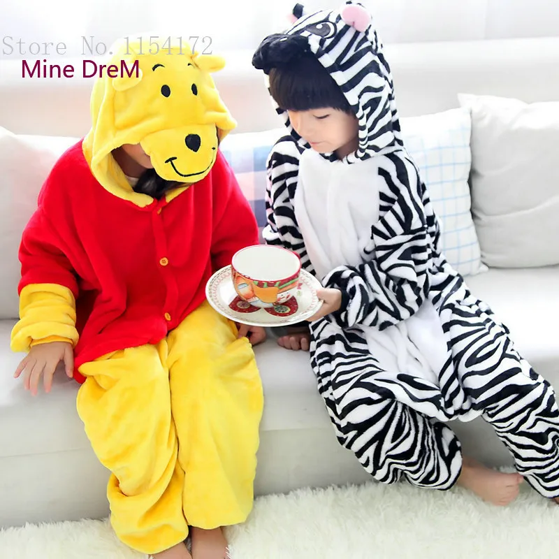 Детские пижамные комплекты с рисунками животных Винни медведя костюм для