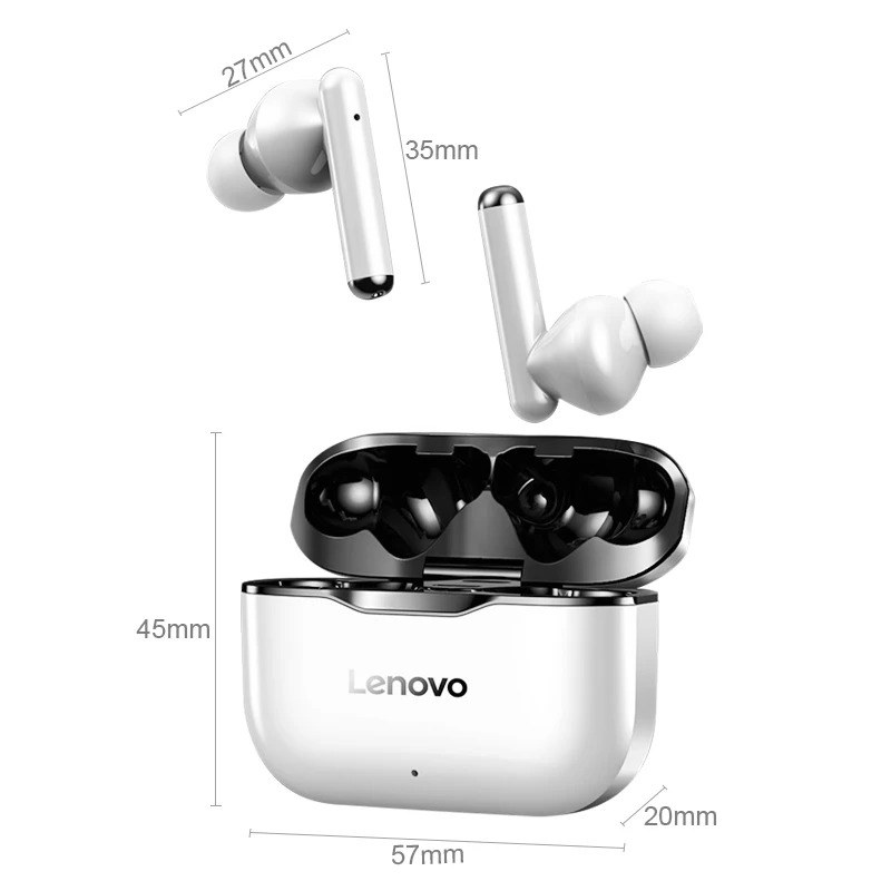lenovo lp1 tws bluetooth earphones sports wireless headset stereo earbuds music with mic charging box for androidios headphones free global shipping