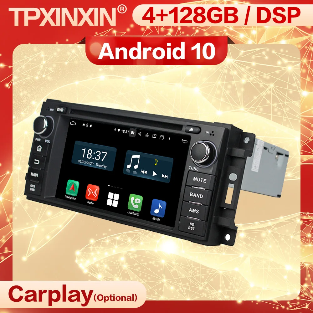 

4 + 128G Carplay 2 Din Android 10 мультимедийный стереоприемник для Jeep Grand Cherok Compass GPS IPS BT Радио Аудио плеер головное устройство