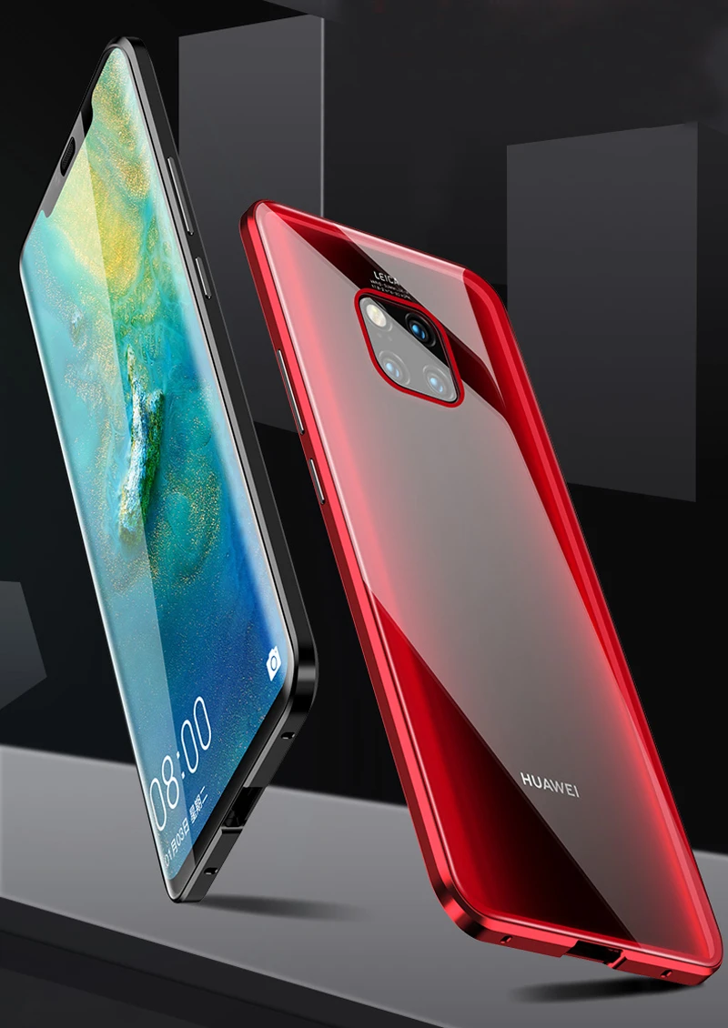 Роскошный металлический чехол с магнитным стеклом для huawei mate 20 Pro, чехол-Броня 360, защитная задняя крышка для всего тела, чехол для huawei mate 20Pro