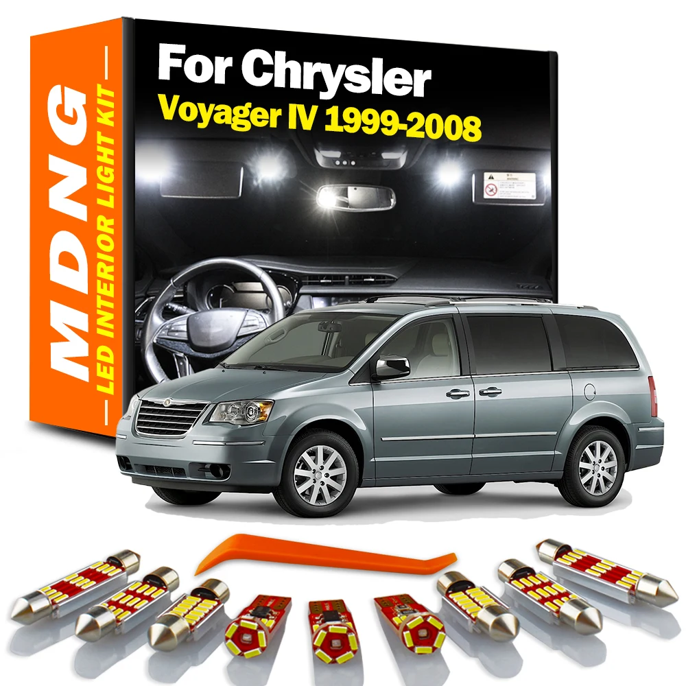 

MDNG 12Pcs Interior LED For Chrysler Voyager IV 1999-2008 Canbus Car Bulbs Map Dome Trunk Reading Light Error Free Auto Lamp Kit