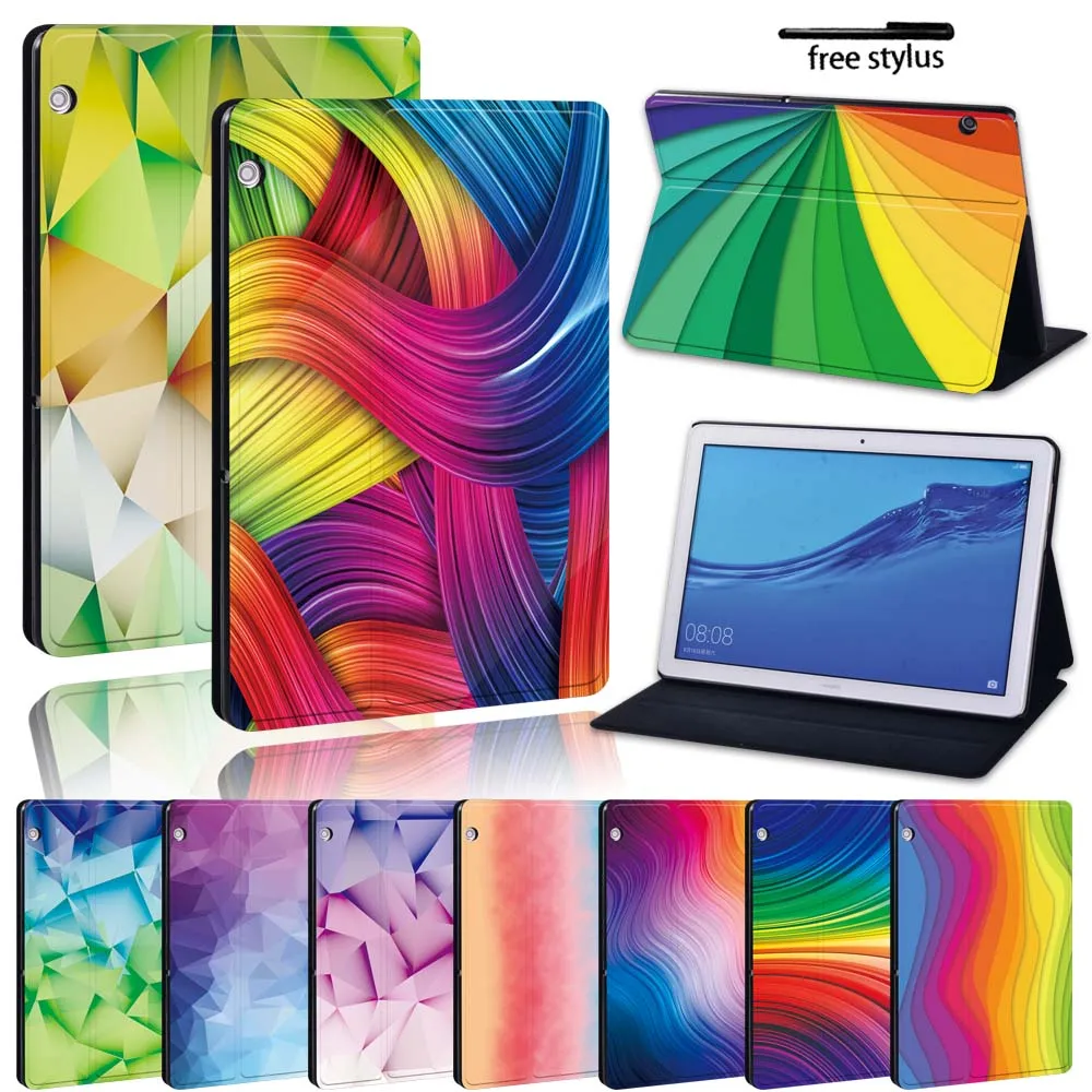 Чехол подставка для планшета из искусственной кожи Huawei MediaPad T3 8 10/T5 10 акварельный