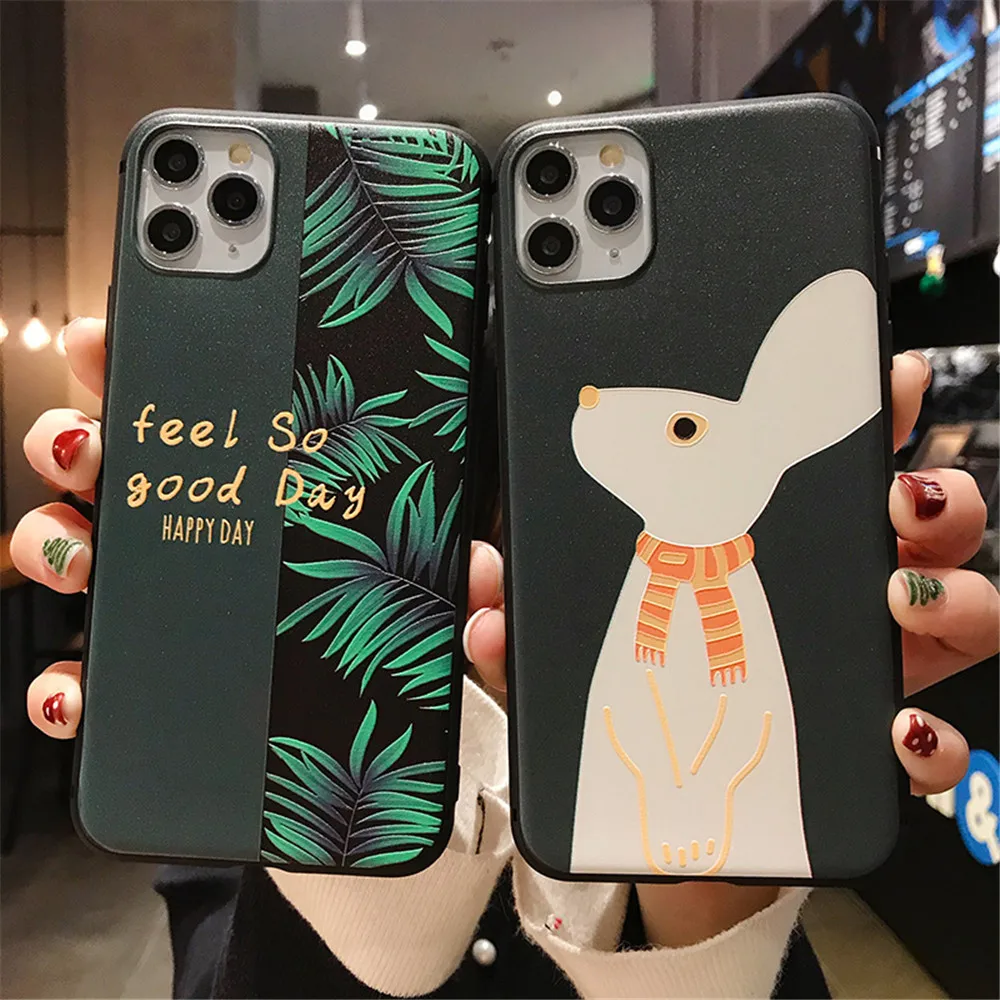 KJOEW комбинированный чехол для телефона с тропическим листом iPhone 11 Pro XS Max XR X буквы