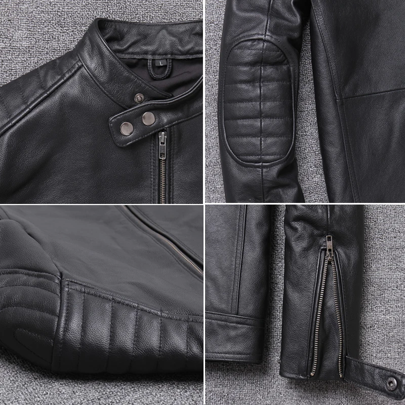 Chaqueta cuero hombre куртка кожаная куртка популярная мужская куртка из натуральной кожи тонкая байкерская куртка крутая 19037-5