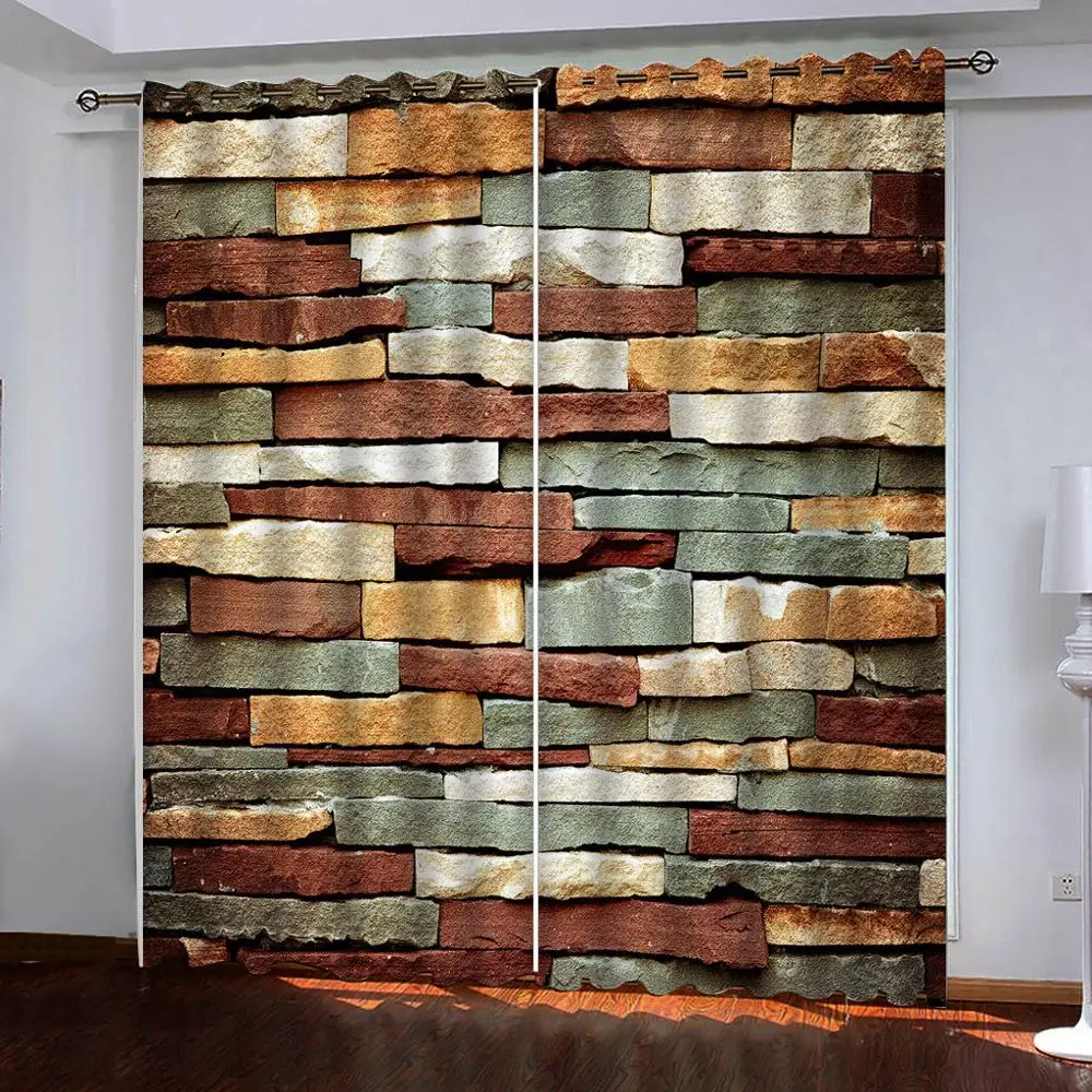 

Colored stone background wall Window Blackout Luxury 3D Curtain For Bedroom Living room Hotel kitchen decoration