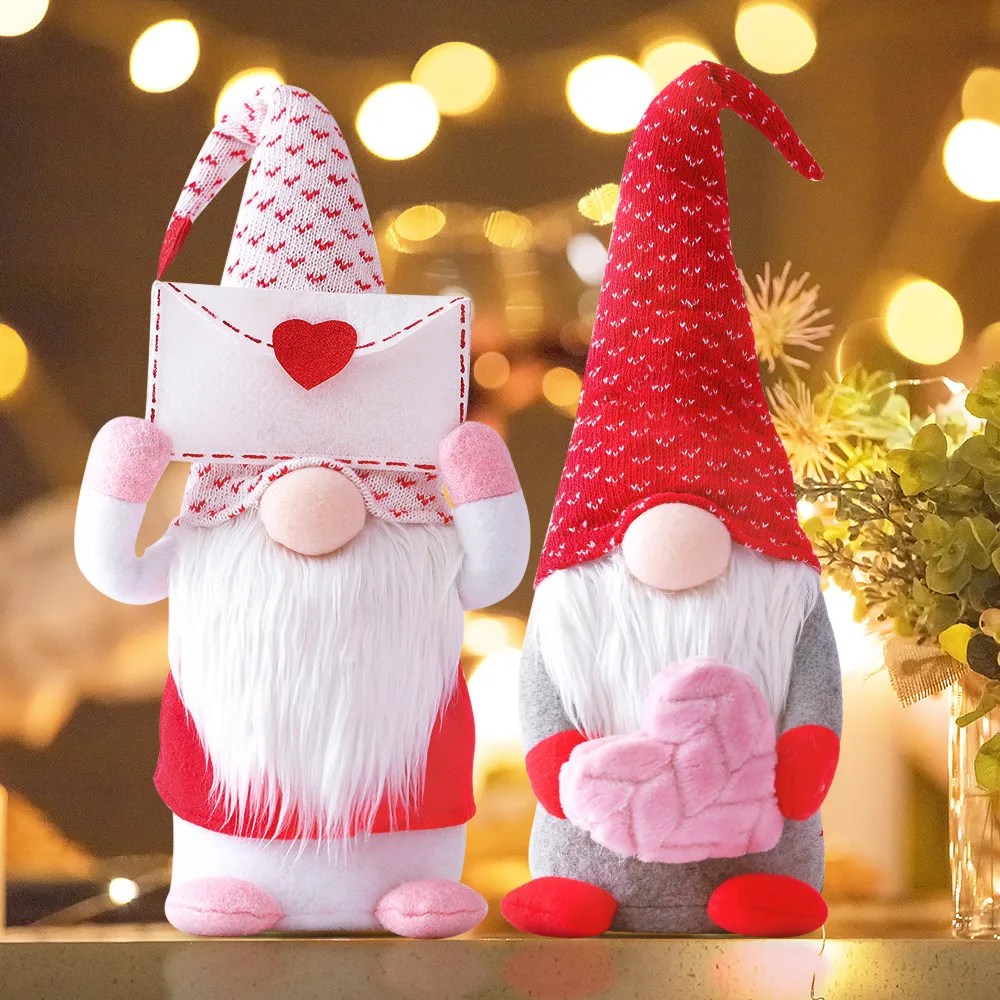 

Faceless Dwarf Plush Couple Doll Faceless Ornaments Gifts Holding Envelope Heart Valentine's Day Toys Pendant Home Decor Gift