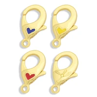 ocesrio large 18k gold plated copper diy enamel heart lobster clasps for jewelry components for jewelry making cspa116