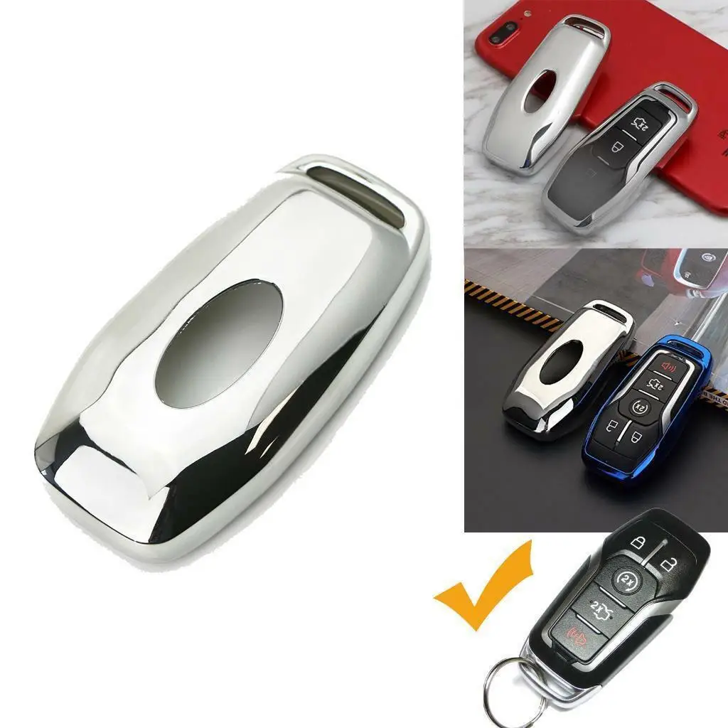 For Ford Explorer Lincoln Key Fob Case Cover Silver TPU Soft Remote She Car Shell | Автомобили и мотоциклы
