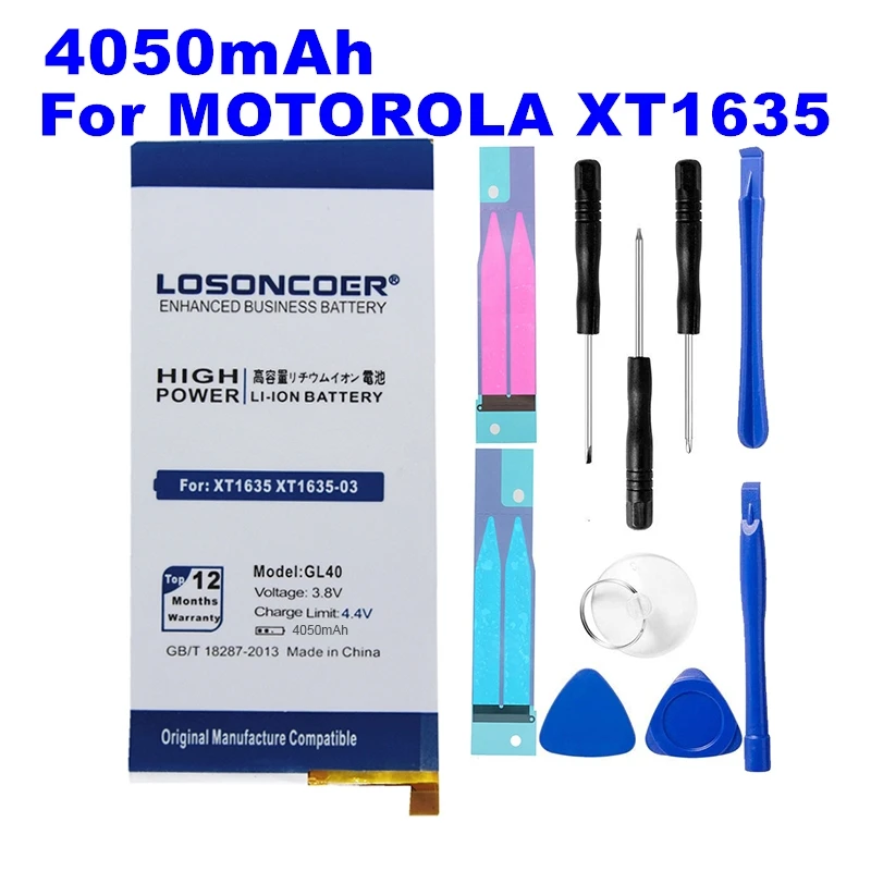 LOSONCOER 4050mAh GL40 Аккумулятор для Motorola Moto Z Play, Moto Z Play Droid, XT1635, XT1635-03, XT1635-01, SNN5974A XT1635-02