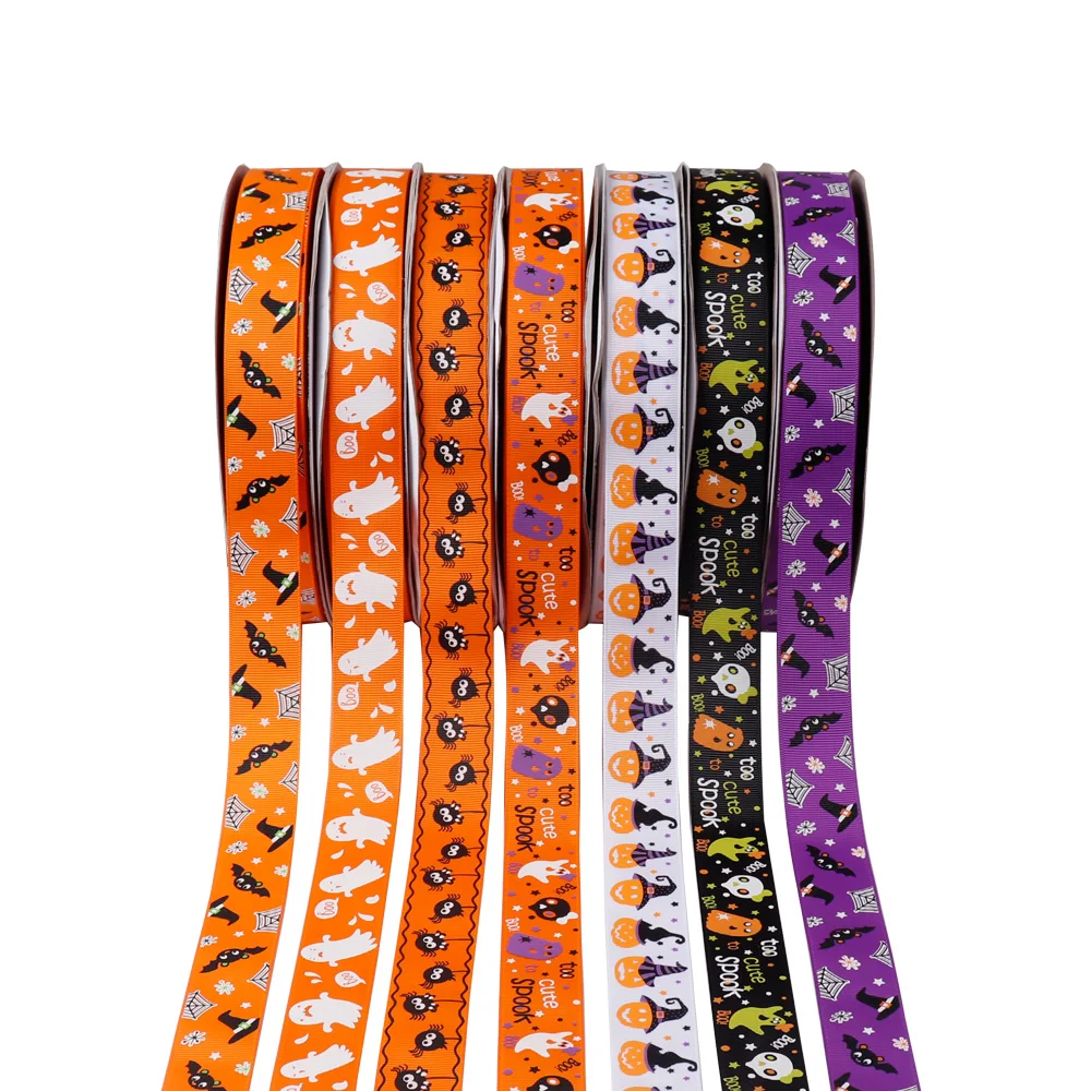 5 ярдов (25 мм) на тему Хеллоуина ленты в виде приведения и тыквы с принтом