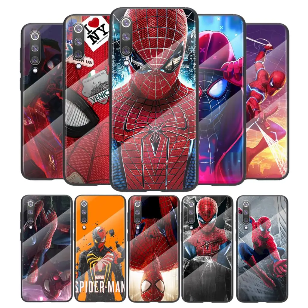 

Marvel Spider-Man For Xiaomi Mi 11 11i 10T CC9E 9T Note 10 Ultra Pro Lite 5G Tempered Glass Cover Shell Phone Case