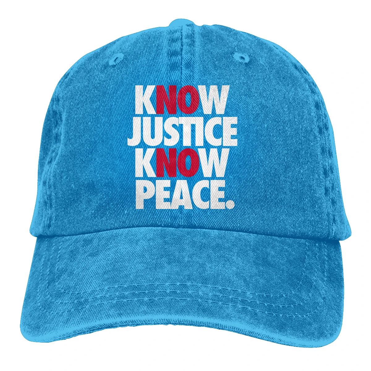 

Know Justice Know Peace man woman's Retro Washed Cowboy hat Trucker Hat