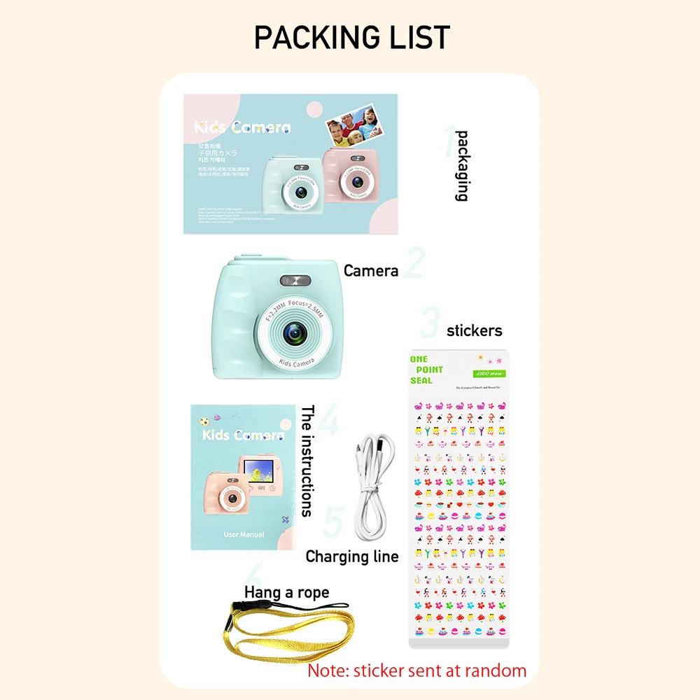 

2020 Kids camera 9 Mega pixels photos and 720P/30fps videos 2 Inch Camcorder with Music Games Built-in Filters & Mirror Effects