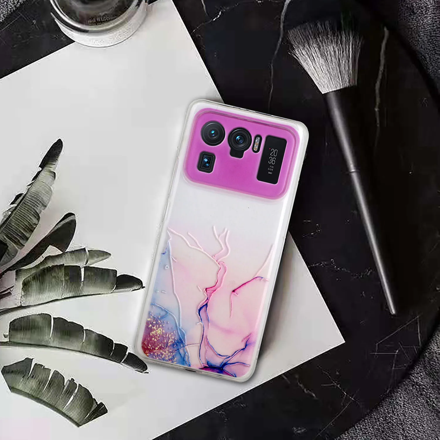 Мягкий чехол для телефона xiaomi 11 с тиснением ультрапрозрачный акварельным