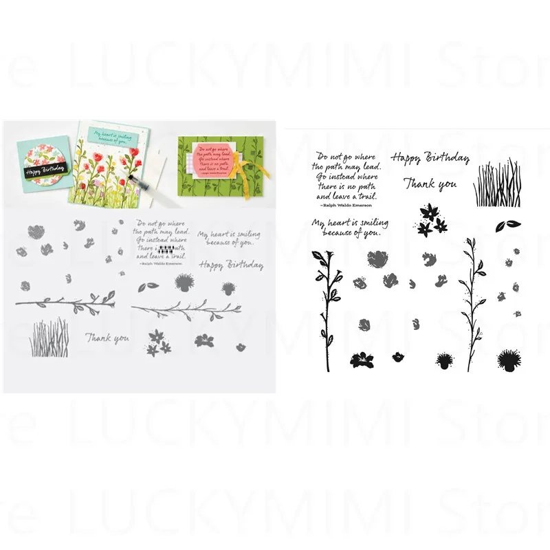 

Flower Grass Metal Cutting Dies And Clear Stamps For DIY Scrapbooking Decoration Craft Greeting Card Embossing Stencil 2022 New