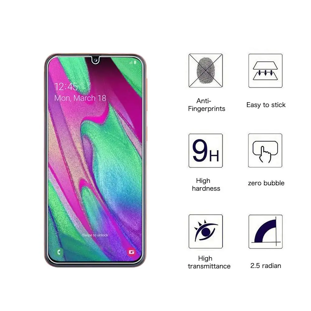 Защитное стекло для Samsung Galaxy A40 закаленное премиум-класса A405 HD 2.5D пленка без