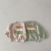 milancel 2021 baby hoodies toddler bear hoodie cartoon boys base tops infant outfit