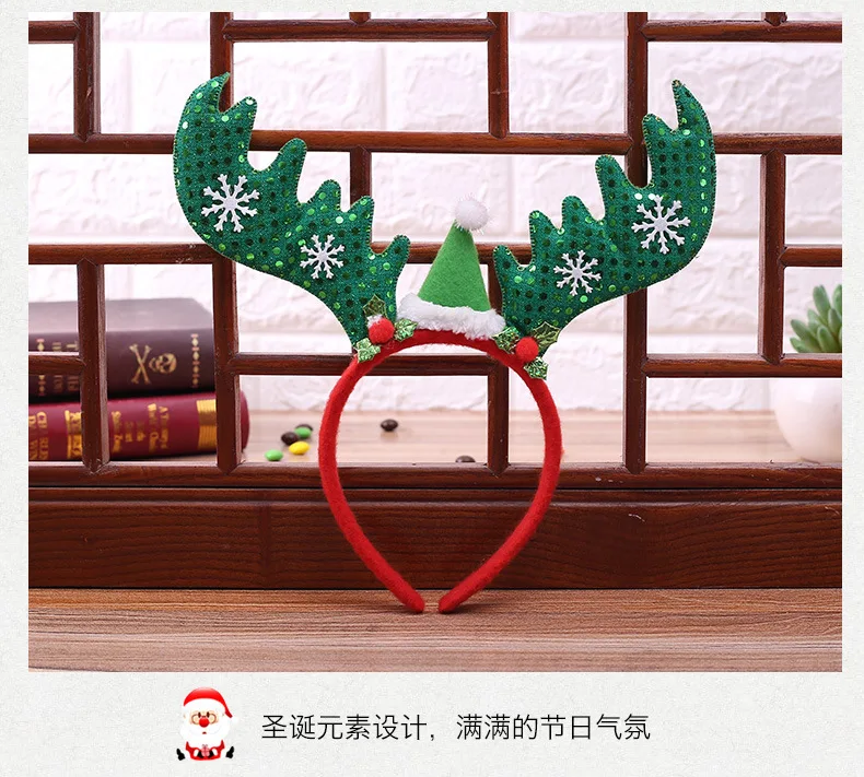 reindeer Antler Head sequins Christmas hair hoop обруч рождество accesorios navidad diademas vinchas navideñas Ободок с рогами