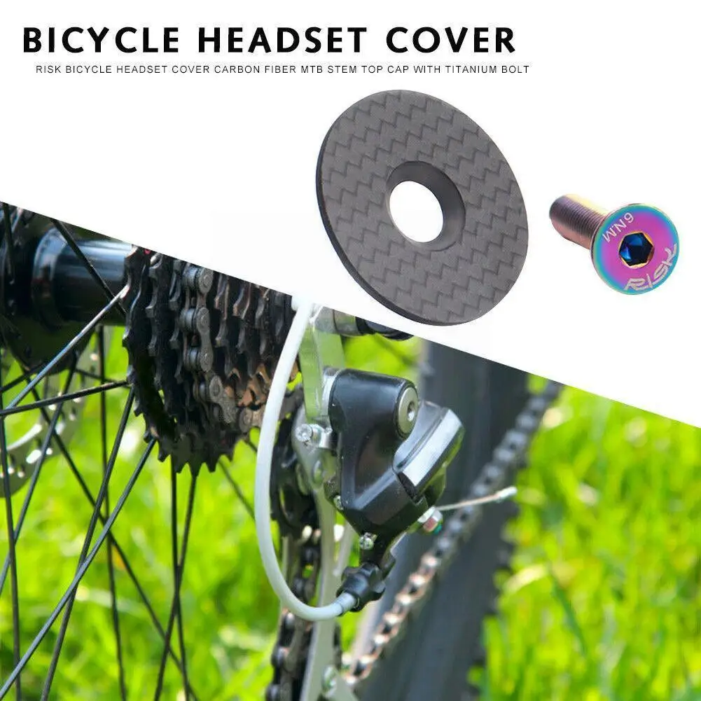 

RISK Carbon Fiber Headset Cover Mountain Road Bike OD2 Cover Titaniums Screw Handlebar Alloy Front Fork Cover Wrist M6T6