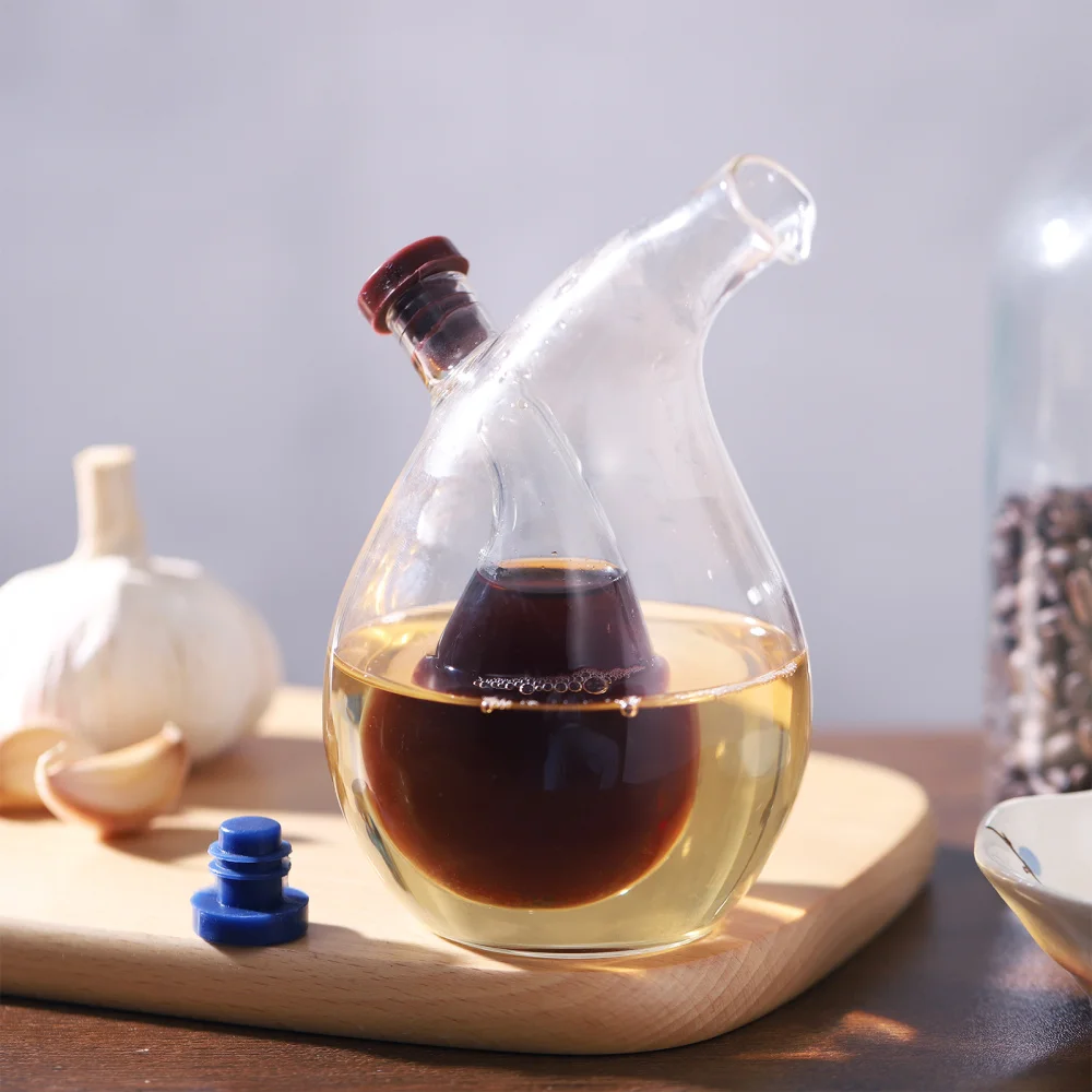 

UPKOCH 2-in-1 Dual Usage Dispenser Leakproof High Temperature Resistance Oil and Vinegar Bottle Double Pourer Spout Stopper for