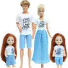 Партию мы положим изделия в 4 компл.лот Семейные костюмы летние шорты брюки платье Наряд для родителей и ребенка Одежда голубого цвета для куклы Барби для кен куклы для Kelly куклы