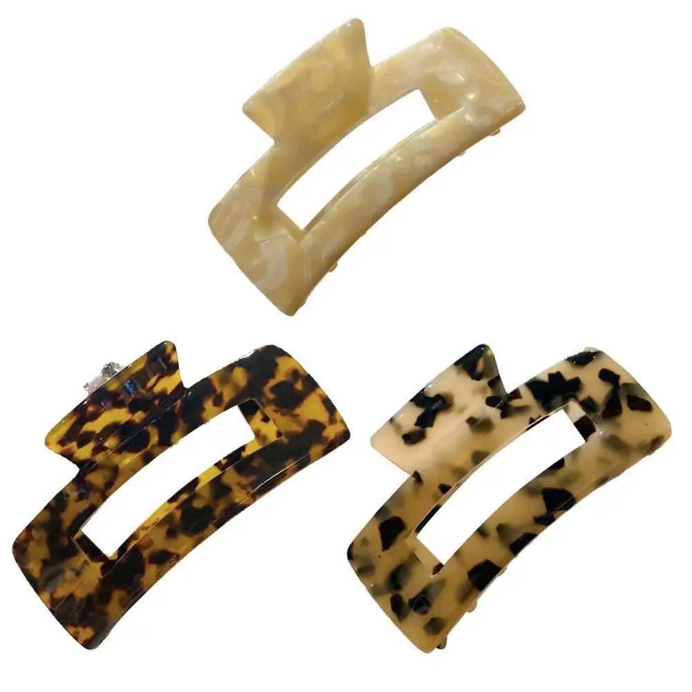 

Acetate Hair Clip For Women Large Geometric Square Leopard Hair Clip 2021 Summer Hair Claw Clip Hair Accessories Crab Hairpin