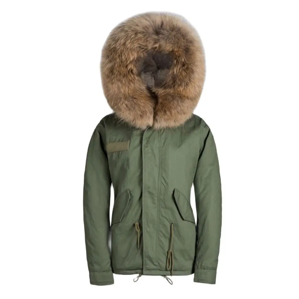 Зимняя теплая парка с меховым капюшоном короткая стильная большая коричневая