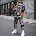 Новинка 2022, свитер с клубничным принтом, мужской повседневный костюм из двух предметов с 3D принтом, мужской костюм большого размера для весны и осени