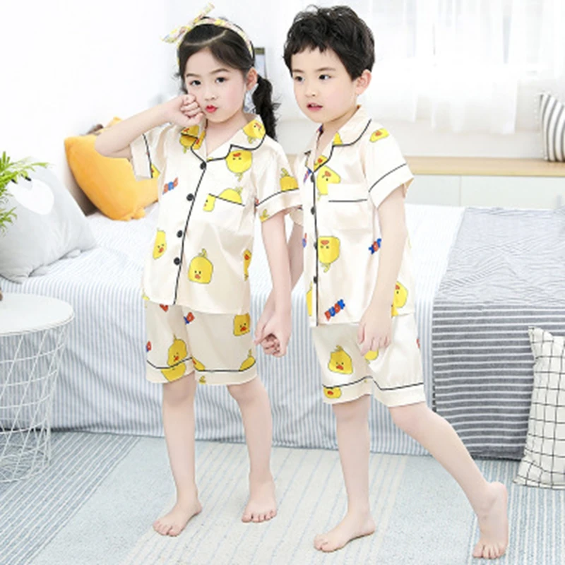 Новое поступление весенне летний пижамный комплект для мальчиков милый Шелковый