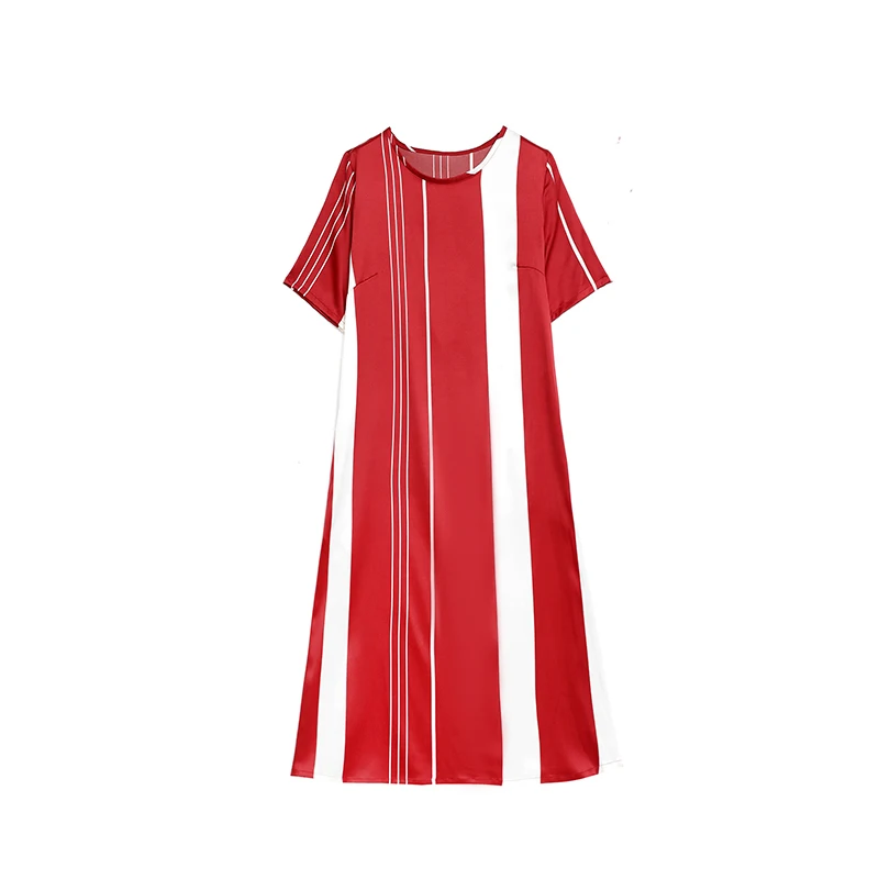 

NYFS 2020 New Summer dress Temperament lady long Dress Vintage Striped Loose large Size Women Dresses Vestidos Robe Elbise