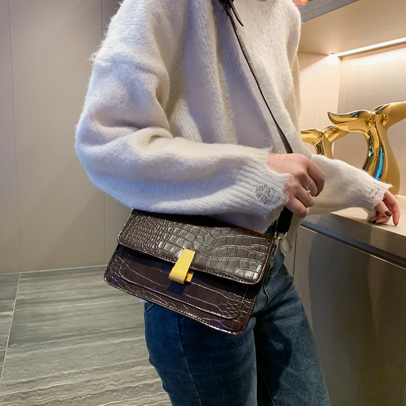 Крокодиловая сумка через плечо для женщин новинка 2020 женская маленькая