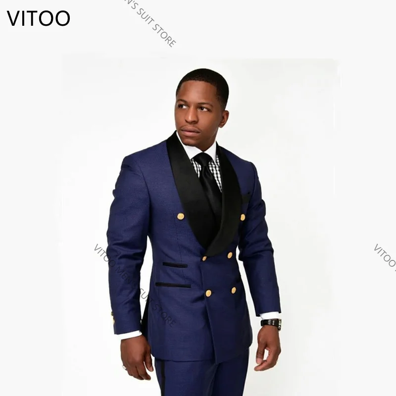 

Double Breasted Men's Suits Jacket For Men Slim Fit Best Male Suit Coat Pant Design Latest Costume Tailor-Made Blazer Trousers