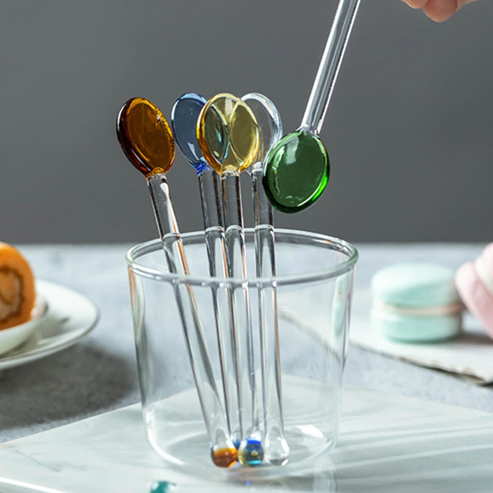 4 Pcs Heat Resistant Glass Spoons Clear Coffee Spoon Long Handle Dessert | Specialty