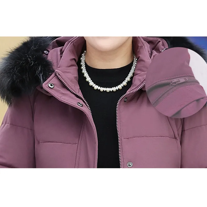 Winter Plus size 8XL down jacket middle aged women thicken white duck coats fur collar hooded parka female oversize G679 | Женская