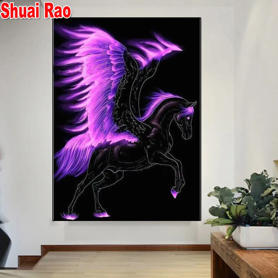 

2022 Gift Unicorn Wings diamond embroidery full round cross stitch diamond painting 3d Picture wall sticker decor handmade gift