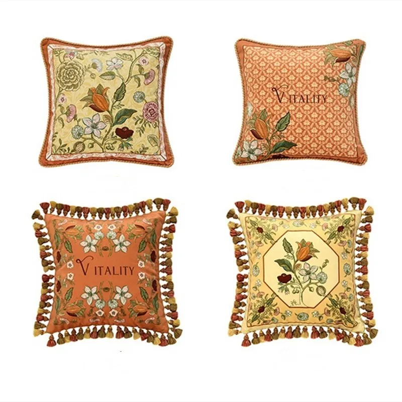 Декоративные наволочки для диванных подушек с вышивкой сельского хозяйства